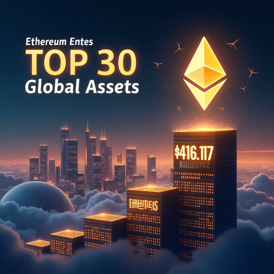 Ethereum’s Historic Milestone : Breaking Into the Top 30 Global Assets as Market Cap Hits $416 Billion